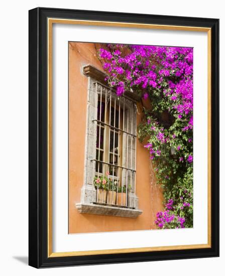 Window and Flower Pots, San Miguel De Allende, Guanajuato State, Mexico-Julie Eggers-Framed Photographic Print