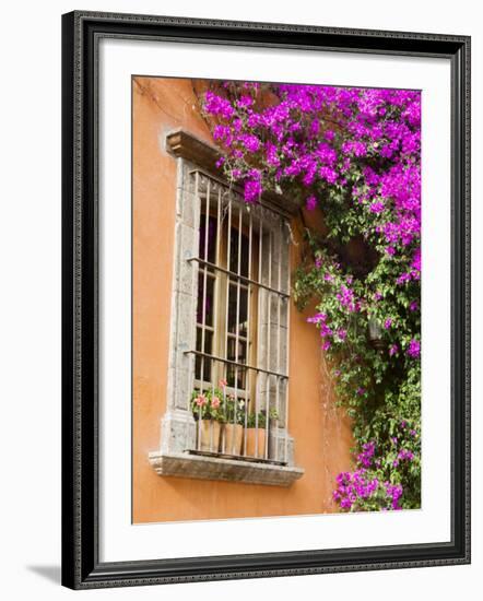 Window and Flower Pots, San Miguel De Allende, Guanajuato State, Mexico-Julie Eggers-Framed Photographic Print