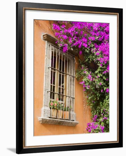 Window and Flower Pots, San Miguel De Allende, Guanajuato State, Mexico-Julie Eggers-Framed Photographic Print