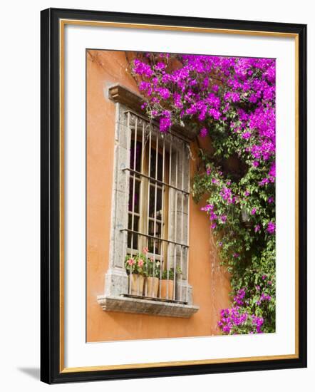 Window and Flower Pots, San Miguel De Allende, Guanajuato State, Mexico-Julie Eggers-Framed Photographic Print