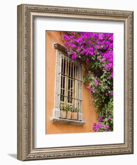 Window and Flower Pots, San Miguel De Allende, Guanajuato State, Mexico-Julie Eggers-Framed Photographic Print