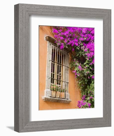 Window and Flower Pots, San Miguel De Allende, Guanajuato State, Mexico-Julie Eggers-Framed Photographic Print