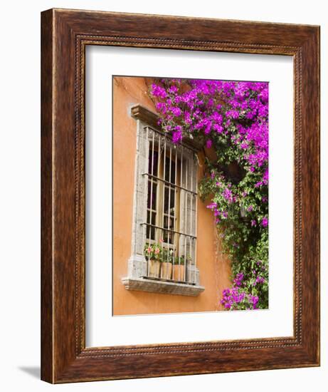 Window and Flower Pots, San Miguel De Allende, Guanajuato State, Mexico-Julie Eggers-Framed Photographic Print