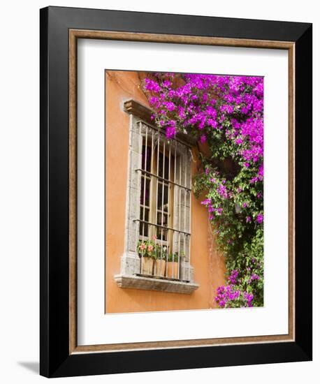 Window and Flower Pots, San Miguel De Allende, Guanajuato State, Mexico-Julie Eggers-Framed Photographic Print