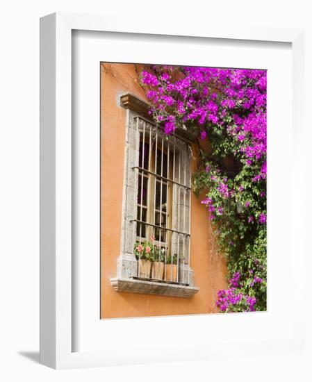 Window and Flower Pots, San Miguel De Allende, Guanajuato State, Mexico-Julie Eggers-Framed Photographic Print