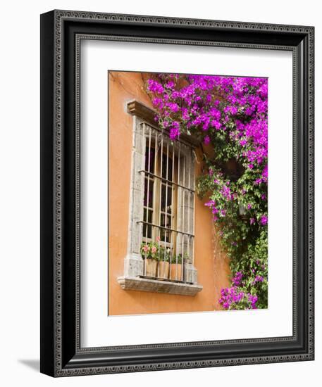 Window and Flower Pots, San Miguel De Allende, Guanajuato State, Mexico-Julie Eggers-Framed Photographic Print