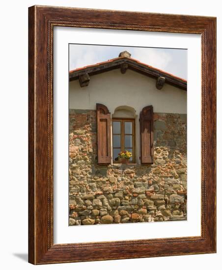 Window and Shutters with Flowerbox of Yellow Flowers, Figline Village, Tuscany, Italy-Janis Miglavs-Framed Photographic Print