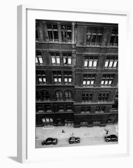Window Cleaner Looks Down from the Roof of the Central Hotel in Hope Street, Glasgow-null-Framed Photographic Print