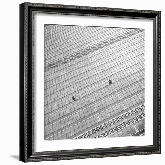 Window Cleaners Cleaning Windows High Up on the United Nations Building-Andreas Feininger-Framed Photographic Print