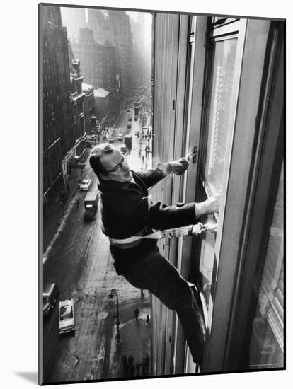 Window Cleaners Cleaning Windows on a Madison Avenue Office Building-Walter Sanders-Mounted Photographic Print