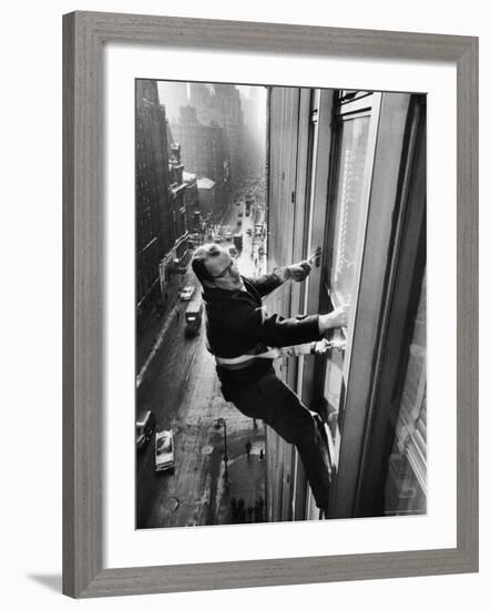 Window Cleaners Cleaning Windows on a Madison Avenue Office Building-Walter Sanders-Framed Photographic Print