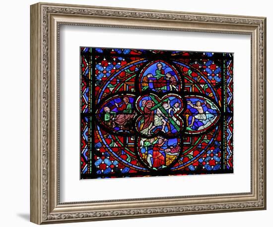 Window Depicting the Second Section of W0: the Way of the Cross-null-Framed Giclee Print