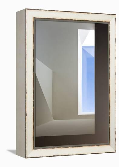 Window Detail in Mountain House by Fran Silvestre Set in Rocks of Aroya Valencia Spain-Fernando Alda-Framed Stretched Canvas