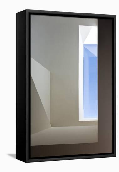 Window Detail in Mountain House by Fran Silvestre Set in Rocks of Aroya Valencia Spain-Fernando Alda-Framed Stretched Canvas