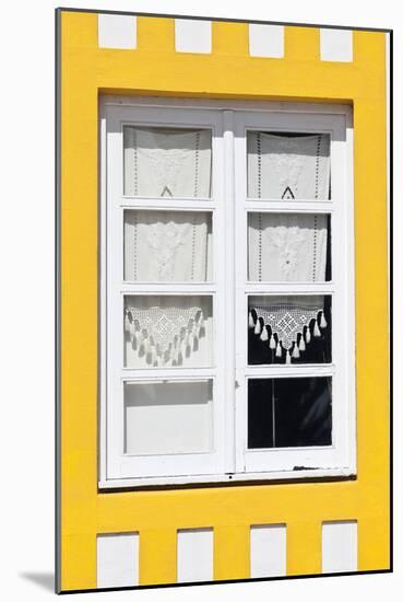 Window Detail of a Yellow Painted Beach House in Costa Nova, Beira Litoral, Portugal-Julian Castle-Mounted Photo