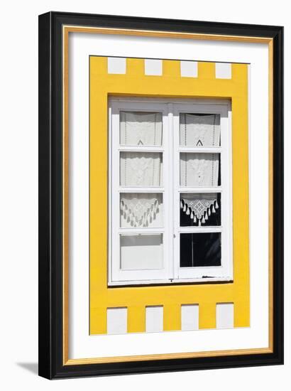 Window Detail of a Yellow Painted Beach House in Costa Nova, Beira Litoral, Portugal-Julian Castle-Framed Photo