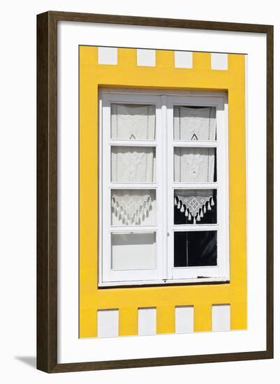 Window Detail of a Yellow Painted Beach House in Costa Nova, Beira Litoral, Portugal-Julian Castle-Framed Photo