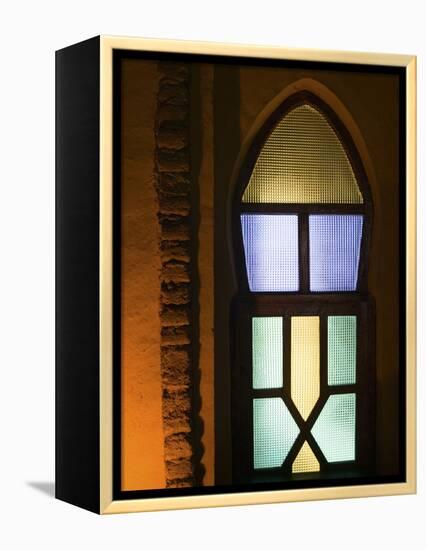 Window Detail of Faux Kasbah Hotel, Kasbah Xaluca Maadid, Maadid, Ziz Valley, Morocco-Walter Bibikow-Framed Premier Image Canvas