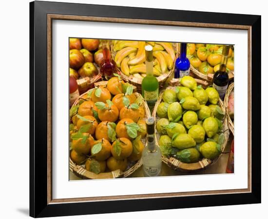 Window Display of Traditional Marzipan Fruits and Grappa, Taormina, Sicily, Italy, Europe-Martin Child-Framed Photographic Print