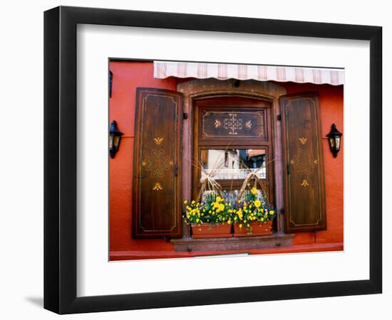 Window Flower Pots and Shutters, Alsace, France-Tom Haseltine-Framed Photographic Print