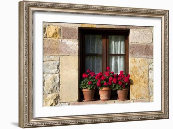 Window Flower Pots in Village of Santillana Del Mar, Cantabria, Spain-David R^ Frazier-Framed Photographic Print