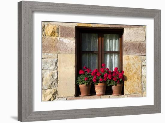 Window Flower Pots in Village of Santillana Del Mar, Cantabria, Spain-David R^ Frazier-Framed Photographic Print