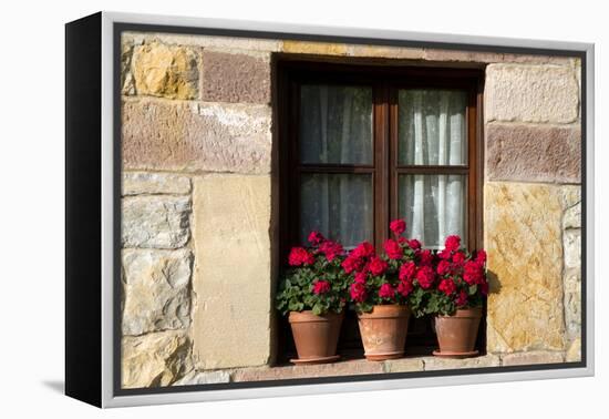 Window Flower Pots in Village of Santillana Del Mar, Cantabria, Spain-David R^ Frazier-Framed Premier Image Canvas