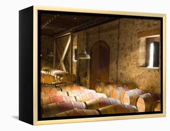 Window Light Streams Into Barrel Room at Hess Collection Winery, Napa Valley, California, USA-Janis Miglavs-Framed Premier Image Canvas