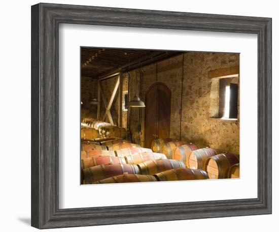 Window Light Streams Into Barrel Room at Hess Collection Winery, Napa Valley, California, USA-Janis Miglavs-Framed Photographic Print