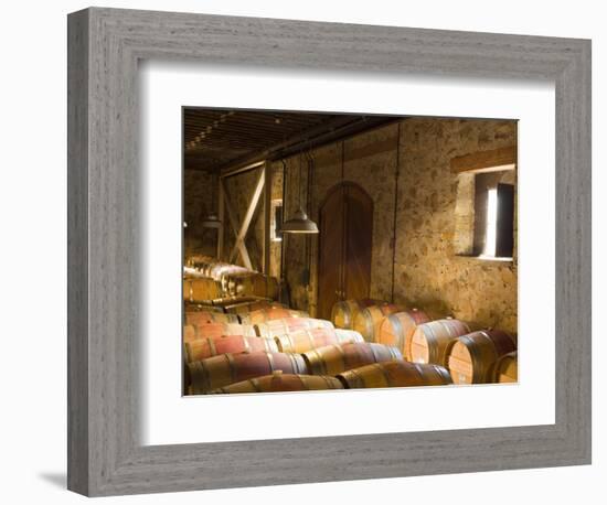 Window Light Streams Into Barrel Room at Hess Collection Winery, Napa Valley, California, USA-Janis Miglavs-Framed Photographic Print