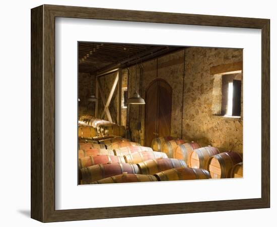 Window Light Streams Into Barrel Room at Hess Collection Winery, Napa Valley, California, USA-Janis Miglavs-Framed Photographic Print