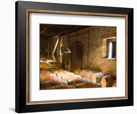 Window Light Streams Into Barrel Room at Hess Collection Winery, Napa Valley, California, USA-Janis Miglavs-Framed Photographic Print