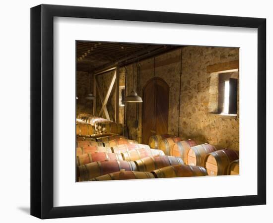 Window Light Streams Into Barrel Room at Hess Collection Winery, Napa Valley, California, USA-Janis Miglavs-Framed Photographic Print