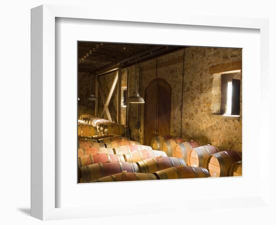 Window Light Streams Into Barrel Room at Hess Collection Winery, Napa Valley, California, USA-Janis Miglavs-Framed Photographic Print