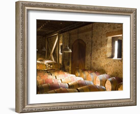 Window Light Streams Into Barrel Room at Hess Collection Winery, Napa Valley, California, USA-Janis Miglavs-Framed Photographic Print