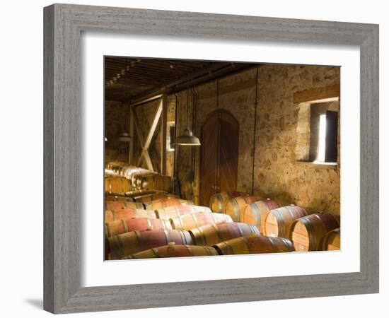 Window Light Streams Into Barrel Room at Hess Collection Winery, Napa Valley, California, USA-Janis Miglavs-Framed Photographic Print