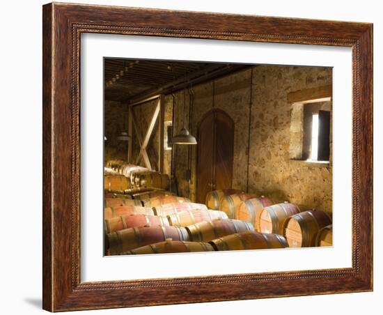 Window Light Streams Into Barrel Room at Hess Collection Winery, Napa Valley, California, USA-Janis Miglavs-Framed Photographic Print