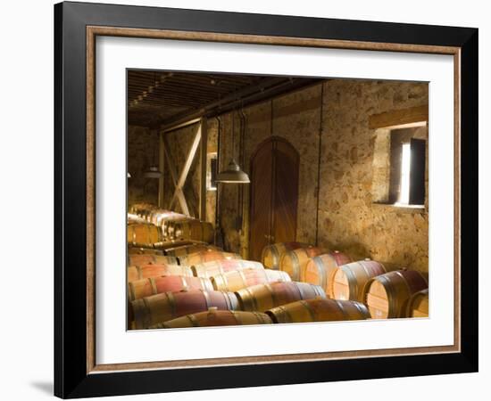 Window Light Streams Into Barrel Room at Hess Collection Winery, Napa Valley, California, USA-Janis Miglavs-Framed Photographic Print