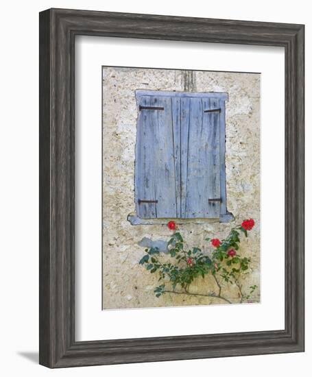 Window Shutters and Roses, Roquefixade, Ariege, Midi-Pyrenees, France-Doug Pearson-Framed Photographic Print