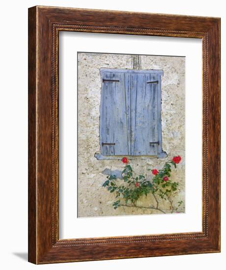 Window Shutters and Roses, Roquefixade, Ariege, Midi-Pyrenees, France-Doug Pearson-Framed Photographic Print