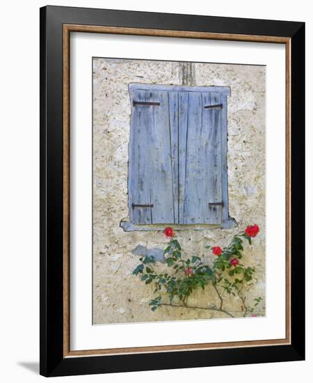 Window Shutters and Roses, Roquefixade, Ariege, Midi-Pyrenees, France-Doug Pearson-Framed Photographic Print