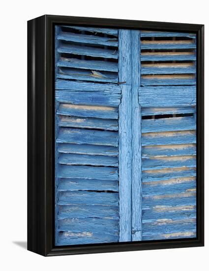 Window Shutters in Ibiza Town, Ibiza, Balearic Islands, Spain-Neil Farrin-Framed Premier Image Canvas