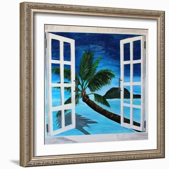 Window to Paradise Beach-Martina Bleichner-Framed Art Print