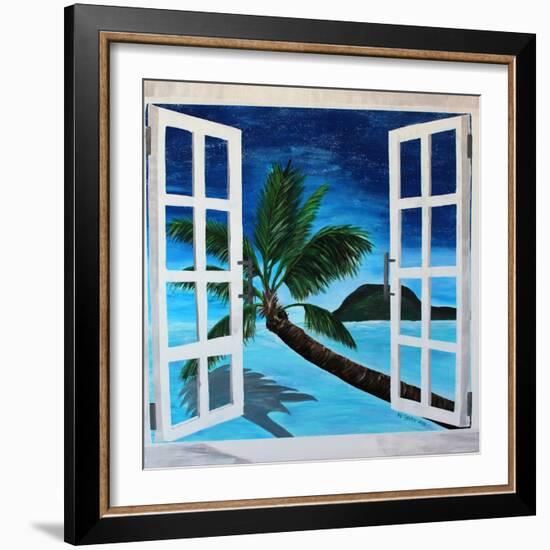 Window to Paradise Beach-Martina Bleichner-Framed Art Print