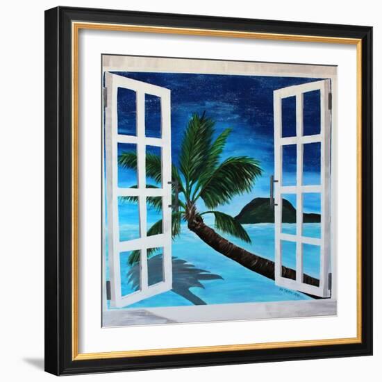 Window to Paradise Beach-Martina Bleichner-Framed Art Print