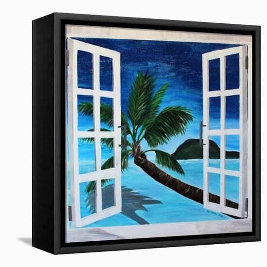 Window to Paradise Beach-Martina Bleichner-Framed Stretched Canvas