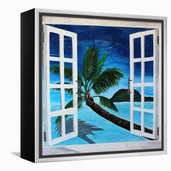 Window to Paradise Beach-Martina Bleichner-Framed Stretched Canvas