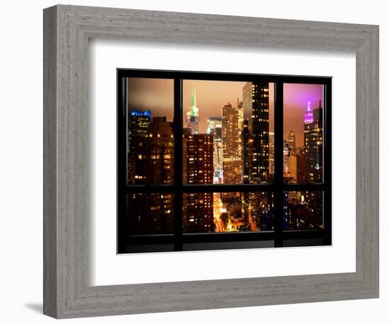 Window View, Atmosphere Foggy, Times Square, Midtown Manhattan, NYC-Philippe Hugonnard-Framed Photographic Print