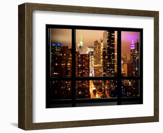 Window View, Atmosphere Foggy, Times Square, Midtown Manhattan, NYC-Philippe Hugonnard-Framed Photographic Print