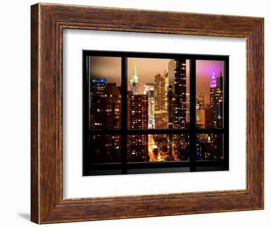 Window View, Atmosphere Foggy, Times Square, Midtown Manhattan, NYC-Philippe Hugonnard-Framed Photographic Print